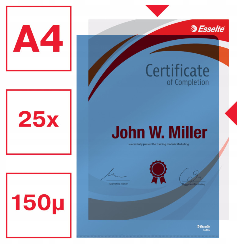Ofertówki krystaliczne na dokumenty A4 150mic 25 sztuk niebieskie 55435 ESSELTE