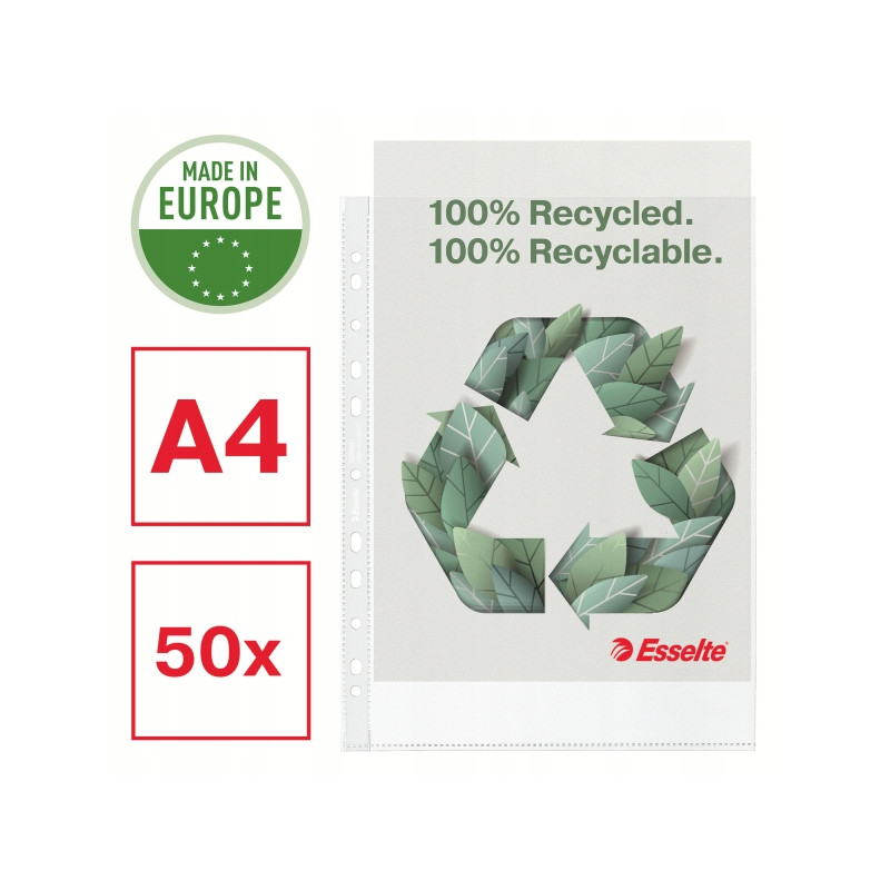 Koszulka groszkowa Recycled Premium PP 100 mic. A4 opakowanie 50 sztuk 627501 ESSELTE