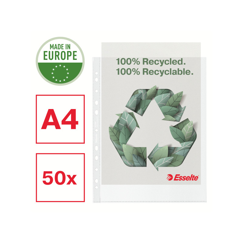 Koszulka groszkowa Recycled Premium PP 100 mic. A4 MAXI opakowanie 50sztuk 627504 ESSELTE