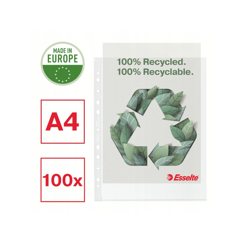 Koszulka groszkowa Recycled Premium PP 100 mic. opakowanie 100 sztuk A4 MAXI 627503 ESSELTE