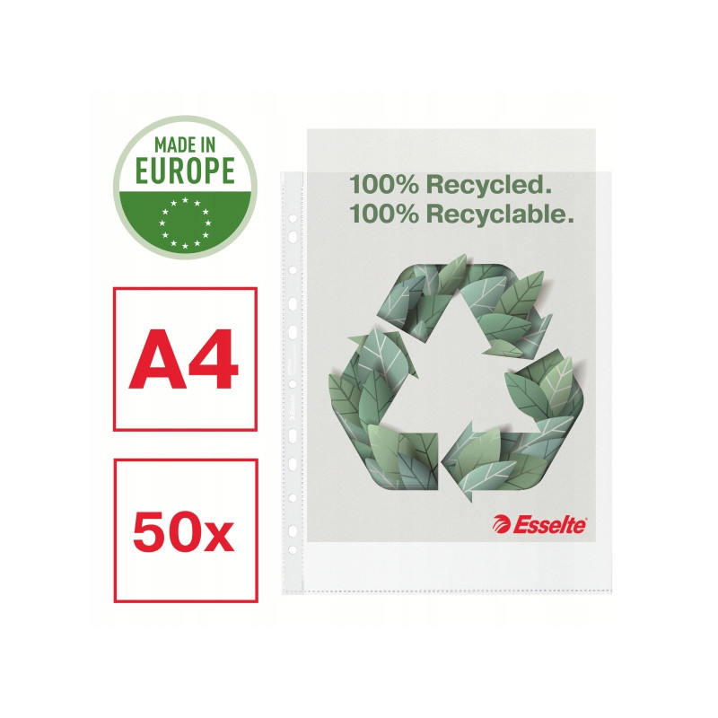 Koszulka groszkowa A4 Recycled Premium PP 70 mic. opakowanie 50sztuk Maxi 627502 ESSELTE