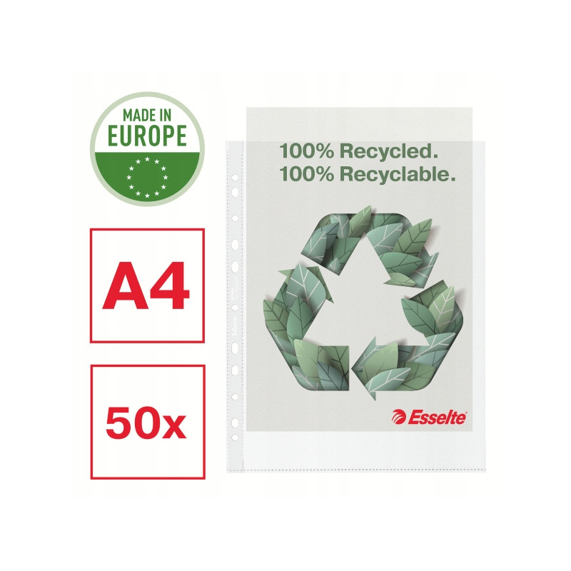 Koszulka groszkowa Recycled Premium PP 70 mic. A4 Maxi opakowanie 100sztuk 627494 ESSELTE