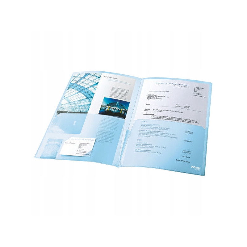 Ofertówki groszkowe podwójne na dokumenty A4 180mic 5sztuk mix kolorów 17325 ESSELTE