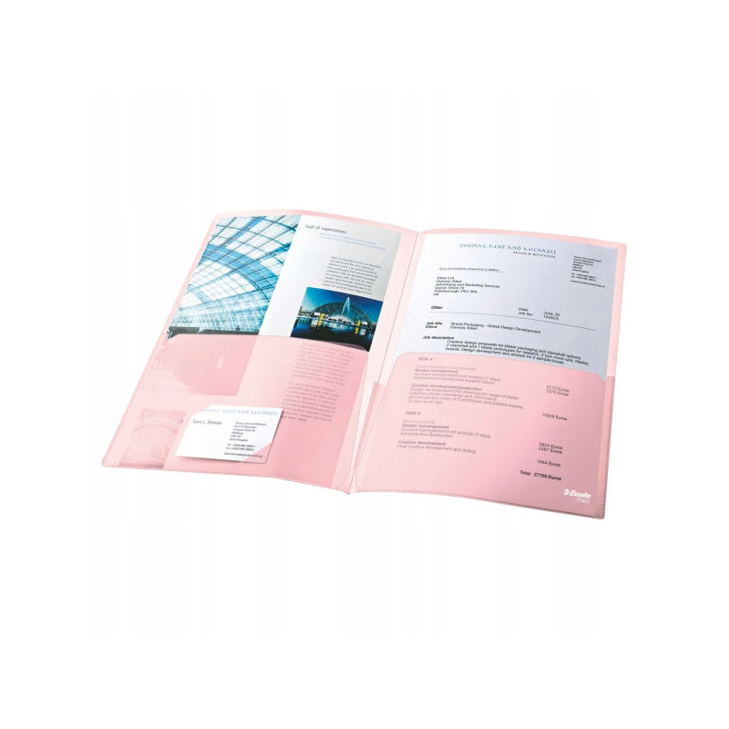 Ofertówki groszkowe podwójne na dokumenty A4 180mic 5sztuk mix kolorów 17325 ESSELTE