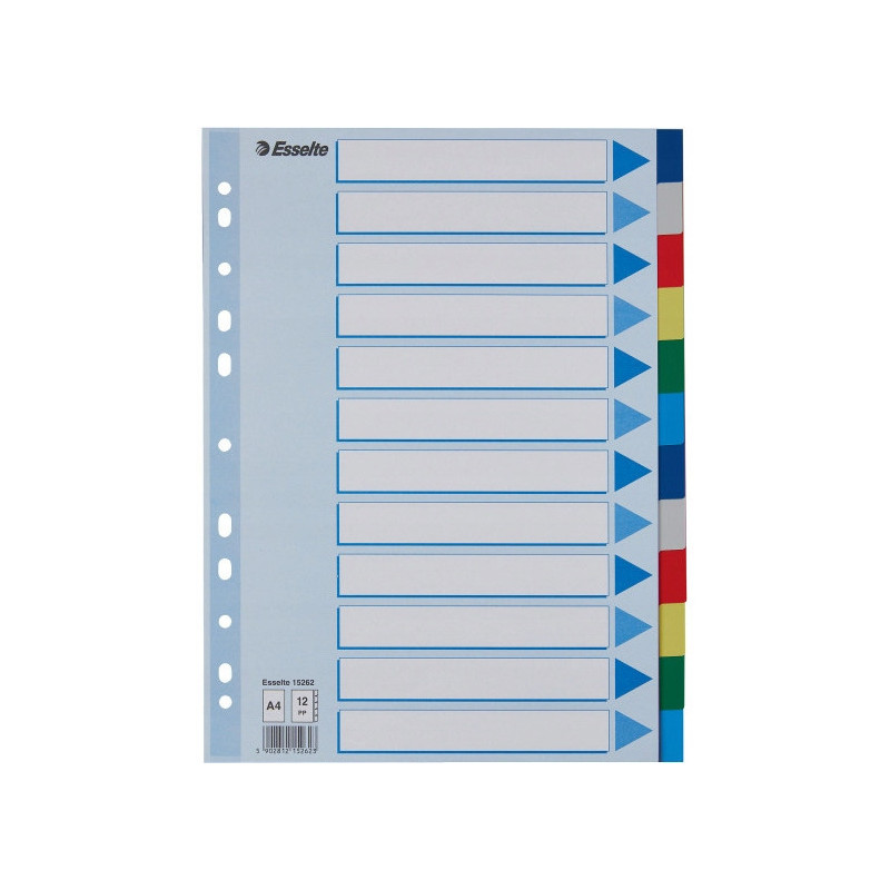 Przekładki plastikowe z PP A4 12 kart 15262 ESSELTE
