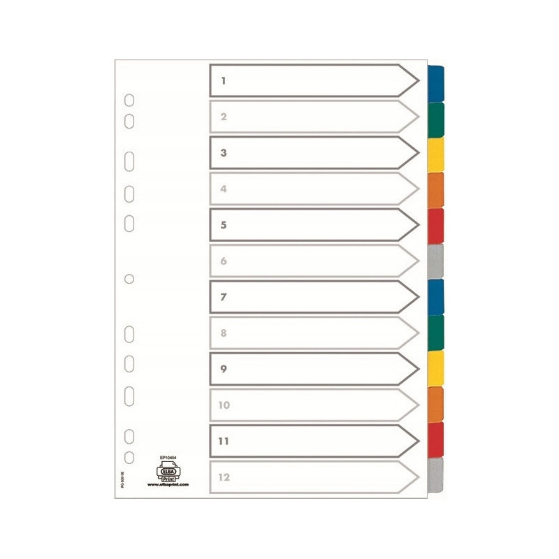 Przekładki kartonowe A4+ MYLAR 1-12 kolor 100204983 OXFORD