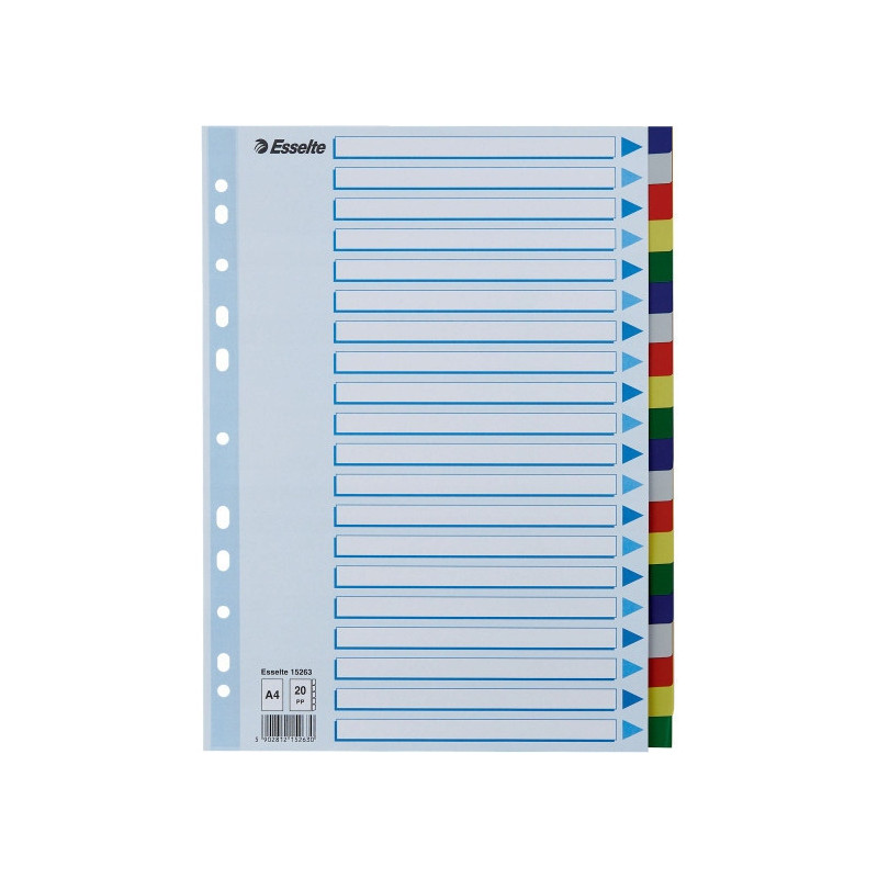 Przekładki plastikowe z PP A4 20 kart 15263 ESSELTE