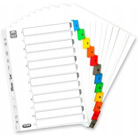 Przekładki numeryczne do segregatora A4 kartonowe 1-12 MYLAR 100204616 OXFORD