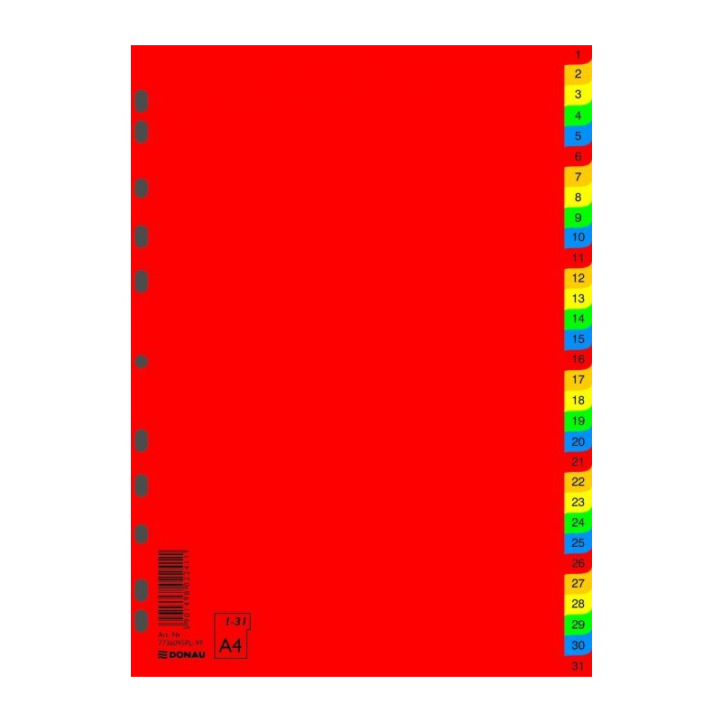 Przekładki A4 PP numeryczne 1-31kolorow 7736095 DONAU