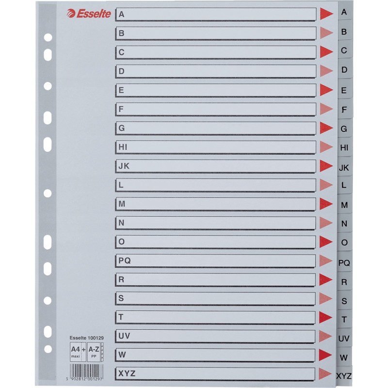 Przekładki MAXI A-Z PP szare 100129 ESSELTE