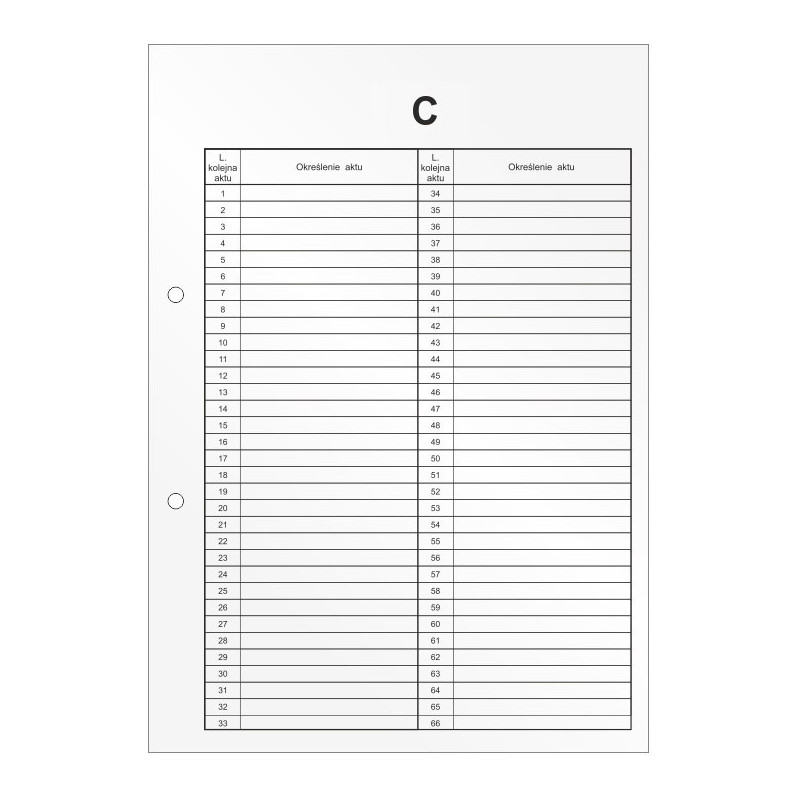 Przekładki do akt osobowych C Wkład do segregatora 10 arkuszy DRU-055C BIURFOL