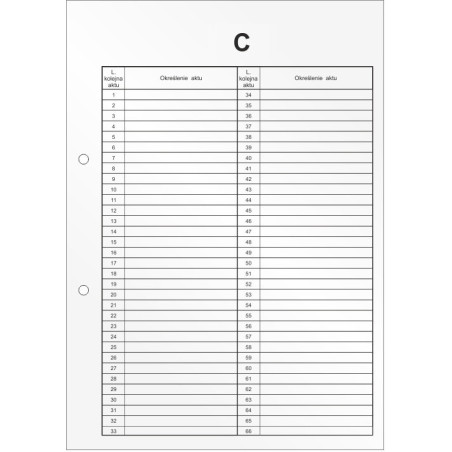 Przekładki do akt osobowych C Wkład do segregatora 10 arkuszy DRU-055C BIURFOL