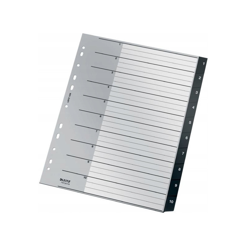 Przekładki Recycle 1 - 10, A4, PP, czarne 12080000