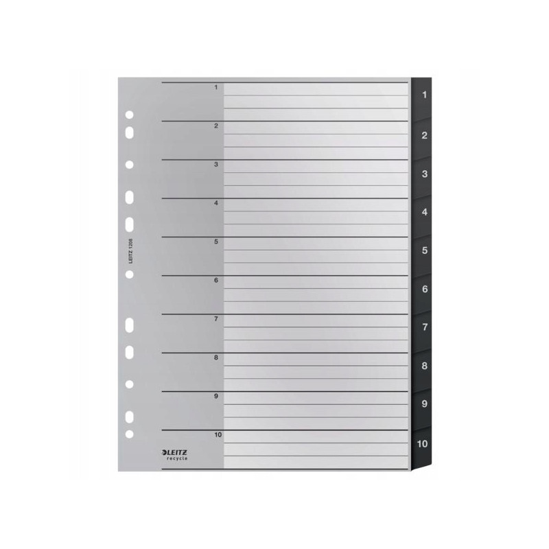 Przekładki Recycle 1 - 10, A4, PP, czarne 12080000