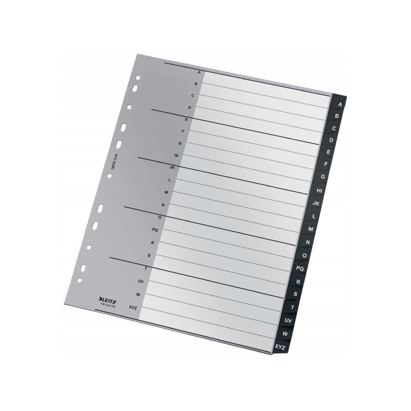 Przekładki Recycle, A - Z, A4, PP, czarne 12190000 LEITZ