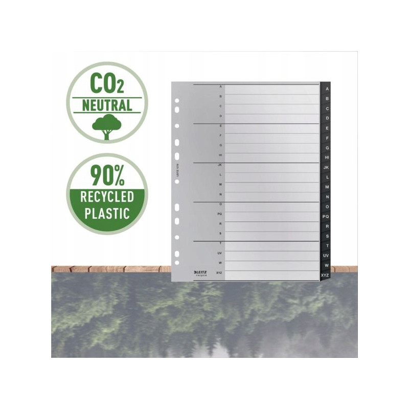 Przekładki Recycle, A - Z, A4, PP, czarne 12190000 LEITZ