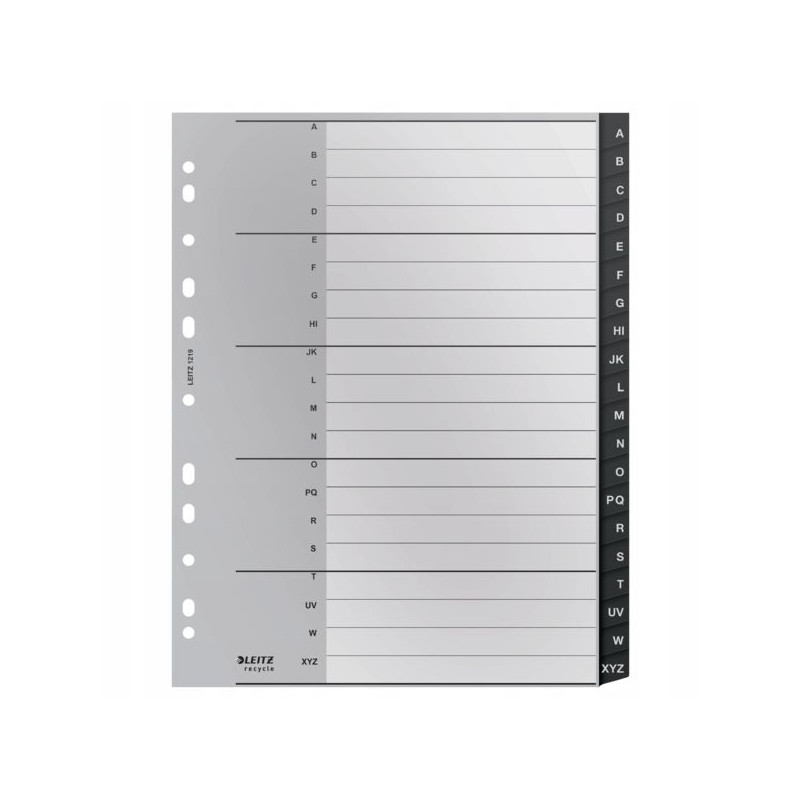 Przekładki Recycle, A - Z, A4, PP, czarne 12190000 LEITZ