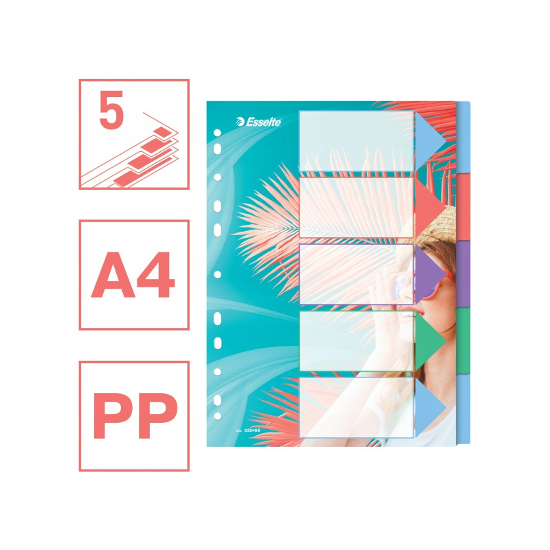 Przekładki Colour`Breeze PP A4 5 przekładek 628498 ESSELTE