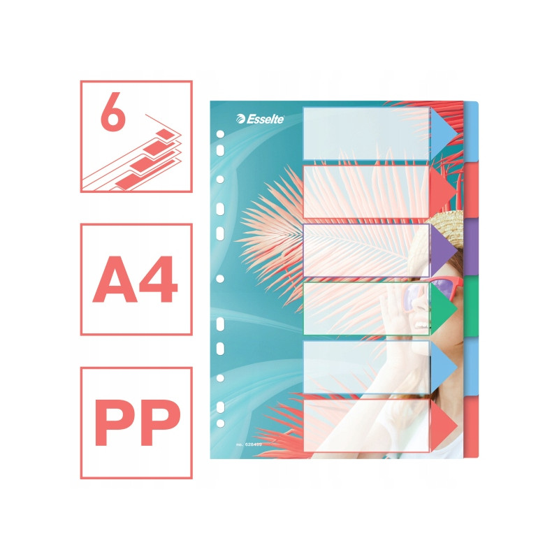 Przekładki Colour`Breeze PP A4 6 przekładek 628499 ESSELTE