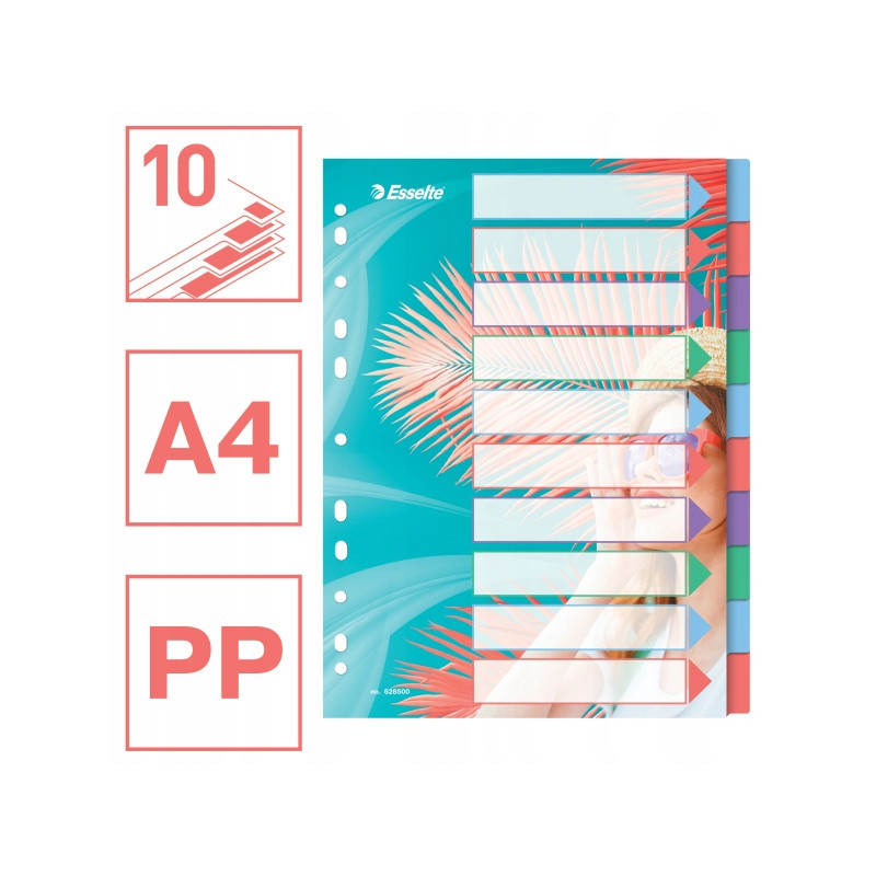 Przekładki Colour`Breeze PP A4 10 przekładek 628500 ESSELTE