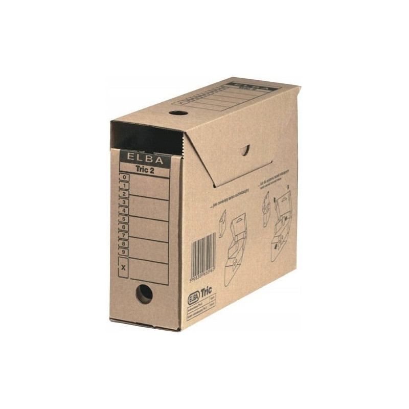 Pudło archiwizacyjne pudełko na teczki wiszące 11cm brązowe kartonowe TRIC 100552628 ELBA