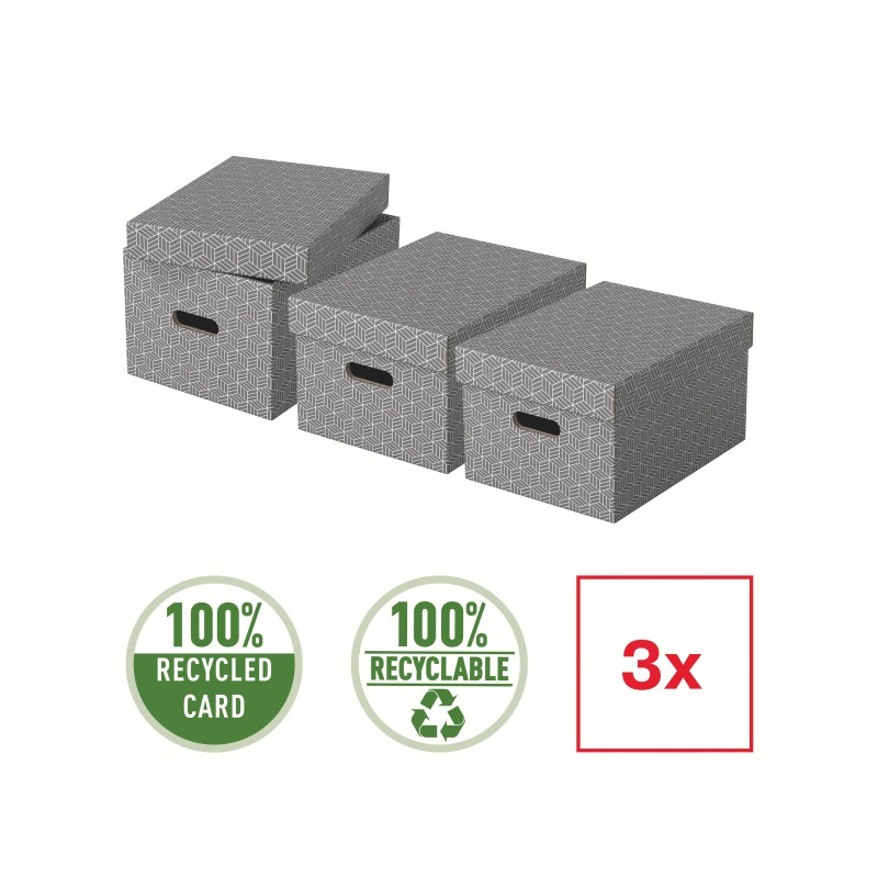 Pudełka domowe do przechowywania rozmiar M 3 sztuki szare 628283 ESSELTE