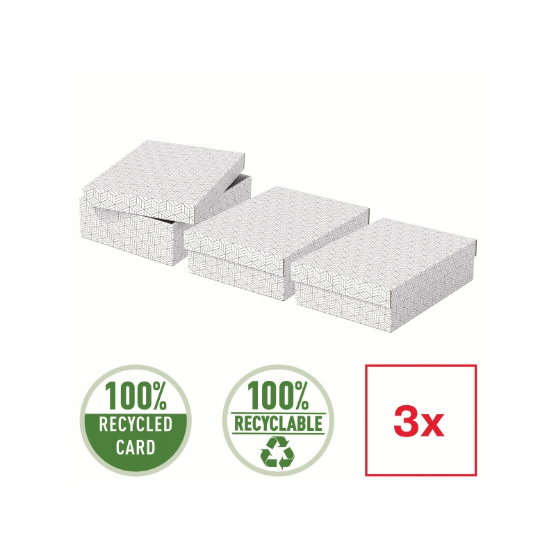 Pudełka domowe do przechowywania płaskie rozmiar M 3 sztuki białe 628284 ESSELTE