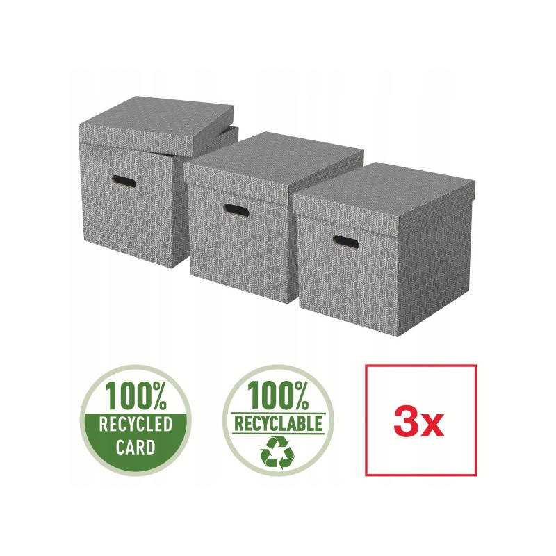 Pudełka domowe do przechowywania w kształcie sześciana 3 sztuki szare 628289 ESSELTE