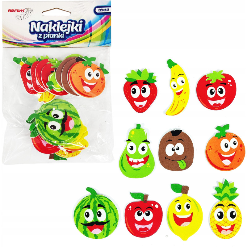 Naklejki z pianki PVC47 Owocowe buźki 22szt. BREWIS