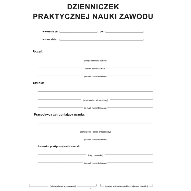 A-102-3 Dzienniczek praktycznej nauki zawodu A5 Michalczyk i Prokop