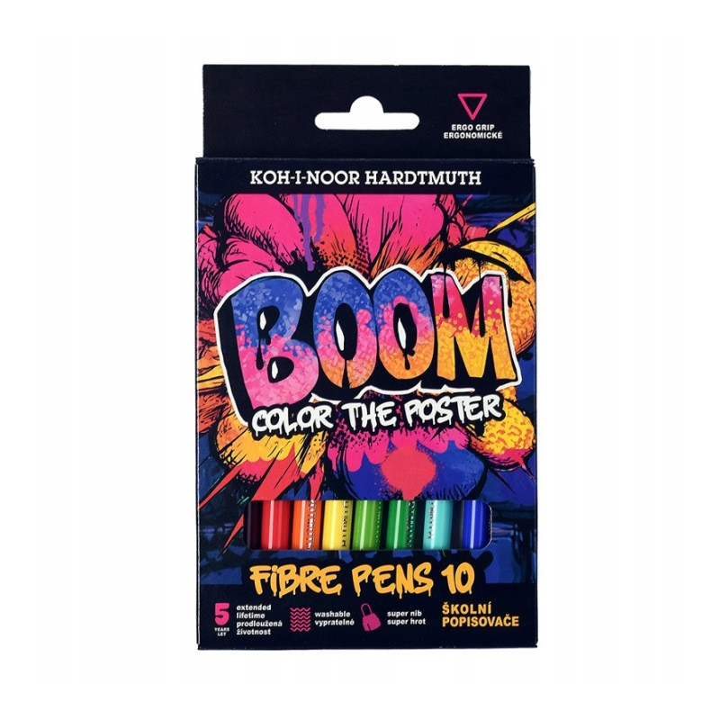 Flamastry szkolne 10 kolorów w kartoniku BOOM 771022AJ07KS KOH-I-NOOR