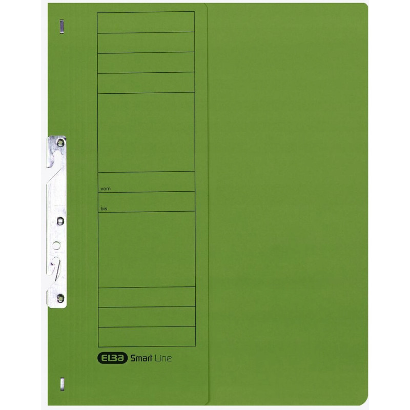 Skoroszyt wpinany do segregatora hakowy 1/2 A4 zielony kartonowy 100551893 ELBA