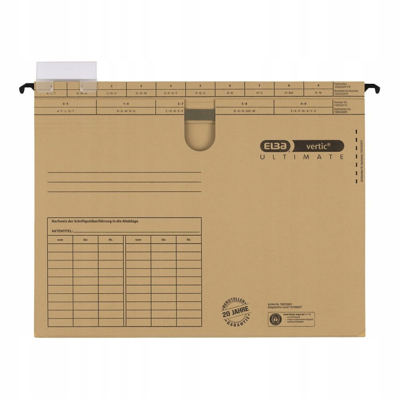 Skoroszyt zawieszany na dokumenty VERTIC ULTIMATE beżowy z kieszenią 100552061 ELBA