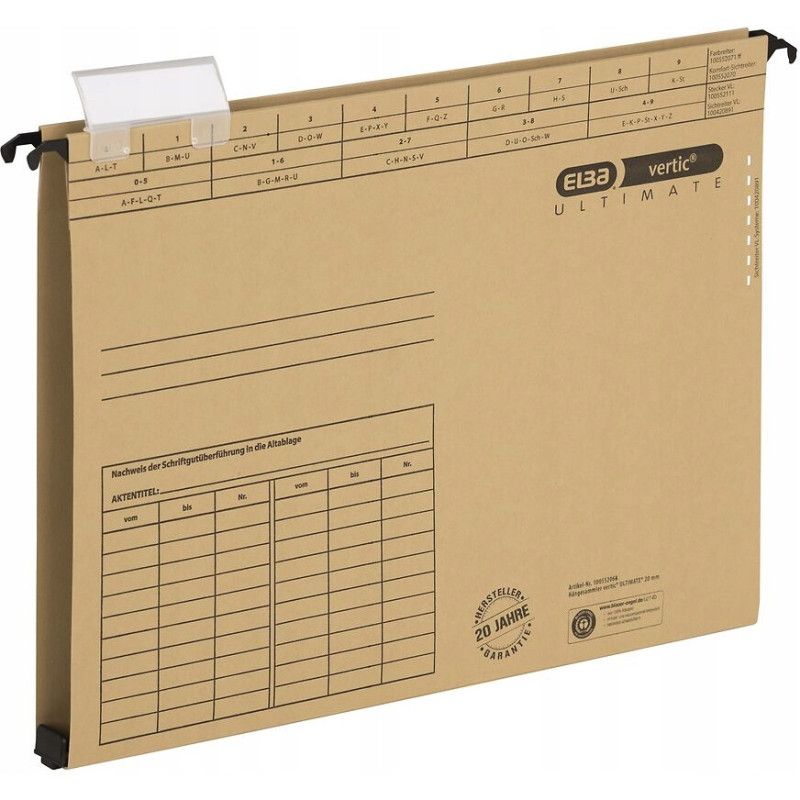 Teczka zawieszana na dokumenty A4 szeroka 20mm Vertic Ultimate 100552068 ELBA