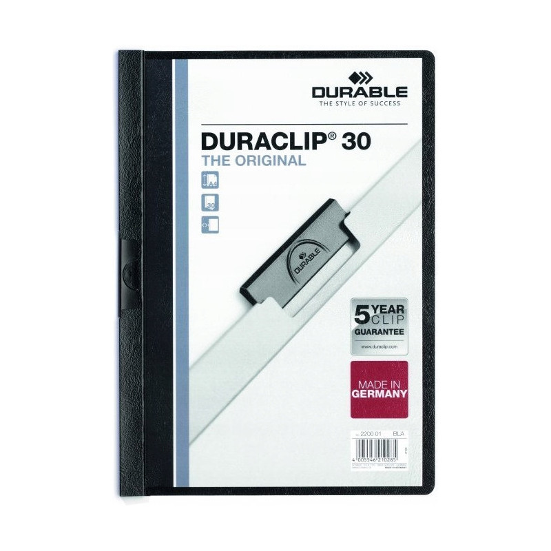 Skoroszyt zaciskowy A4 1-30k 220001 czarny DURACLIP Original DURABLE
