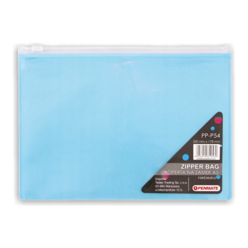 Koperta na zamek A5 niebieska PP-P54 TT6697 PENMATE