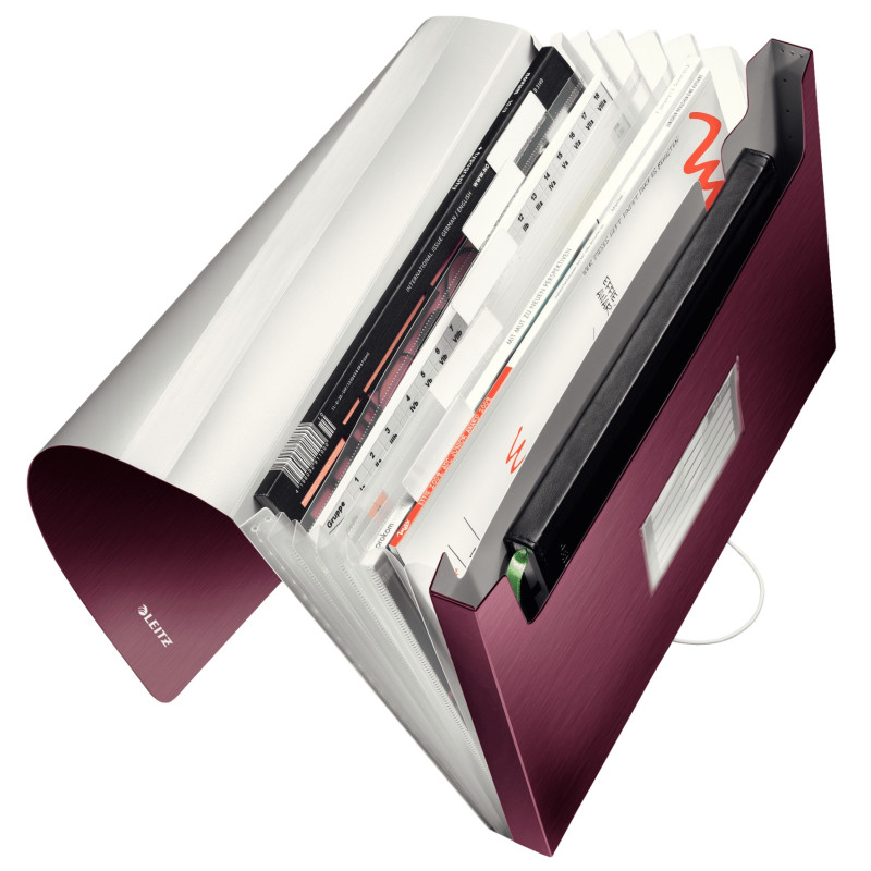 Teczka 6przegródek LEITZ STYLE A4 Rubinowa czerwień 250k 39570028