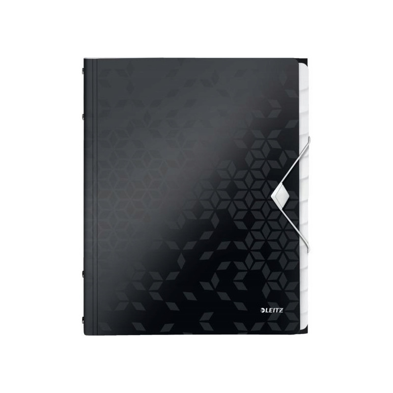 Teczka z gumką 12 przegródek A4 200k czarna 46340095 LEITZ WOW