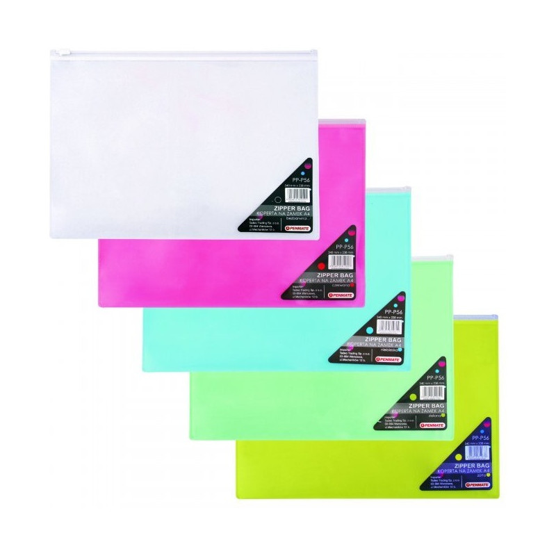 Koperta na zamek A4 czerwona PP-P56 PENMATE TT6701