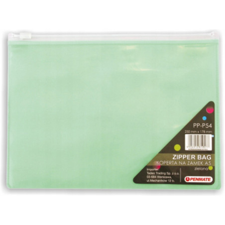 Koperta na zamek A5 zielona PP-P54 TT6698 PENMATE