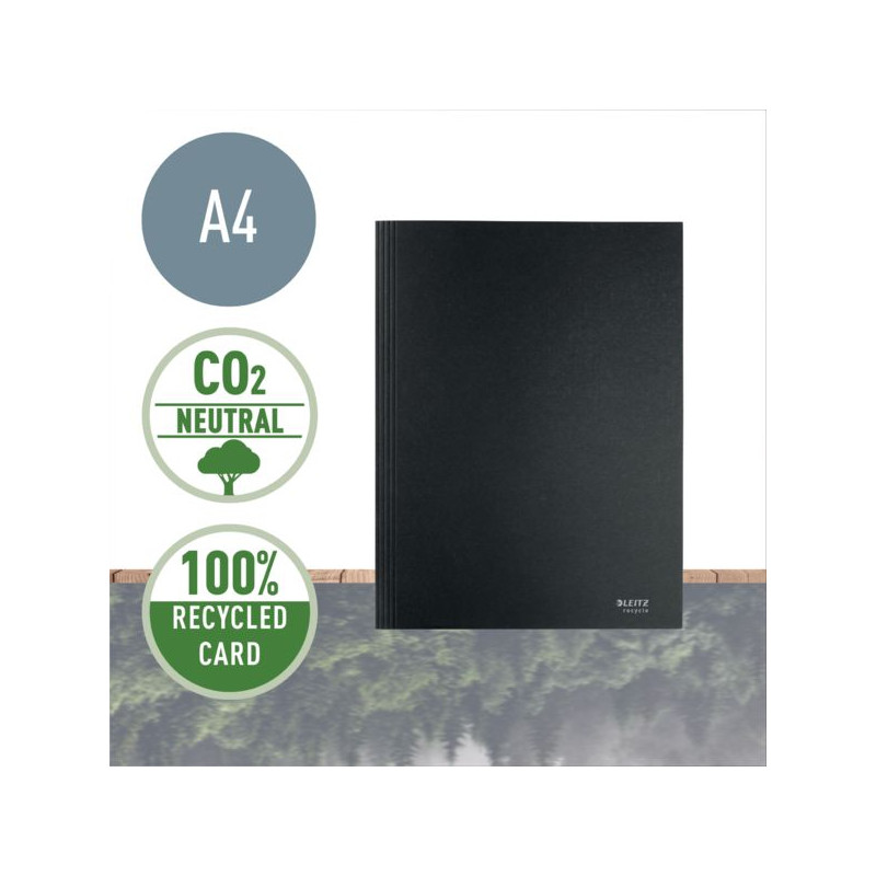 Teczka z 3 klapkami Recycle A4, czarna 39060095