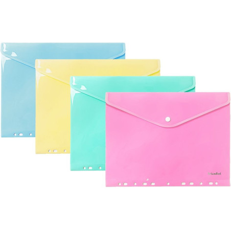 Teczka kopertowa A4 wpinana do segregatora PP 10 sztuk mix pastelowy TKZP-A4 BIURFOL