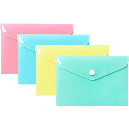 Teczka kopertowa na dokumenty A7 na zatrzask PP 10 sztuk mix pastelowy TKP-A7 BIURFOL