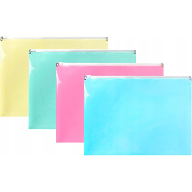 Teczka na dokumenty A5 na suwak PP 10 sztuk mix pastelowy TSP-A5 BIURFOL