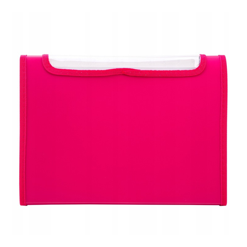 Teczka harmonijkowa z gumką 13-przegródek okno PVC RIO różowa 38128 PINK DELI