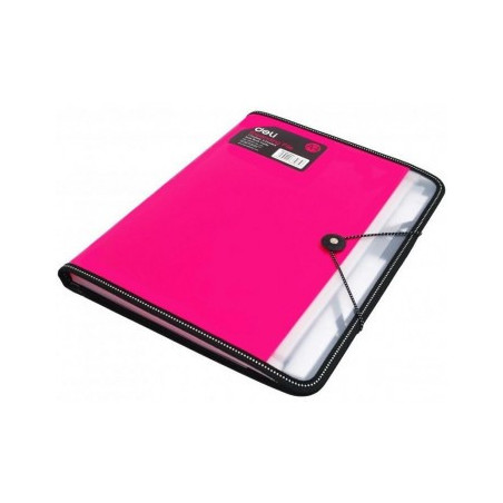 Teczka z gumką A4 7-przegródek RIO różówa 38965 DELI