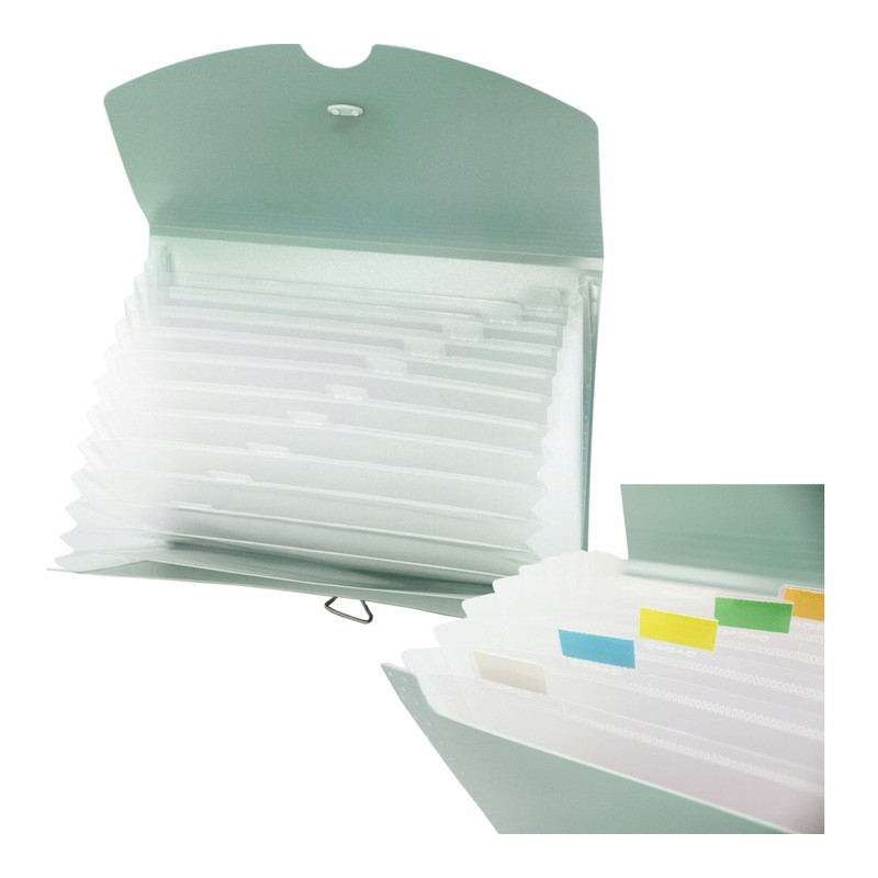 Teczka harmonijkowa A4 PP 13 przegródek zieleń MORANDI THM-A4-03 BIURFOL