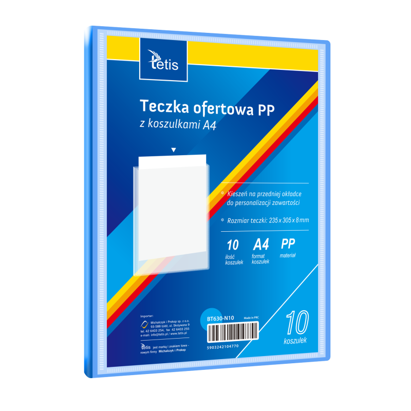Teczka ofertowa A4 PP 10 koszulek NIEBIESKA BT630-N10 TETIS