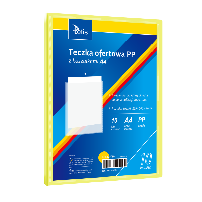 Teczka ofertowa A4 PP 10 koszulek ŻÓŁTA BT630-Y10 TETIS