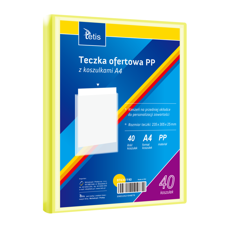 Teczka ofertowa A4 PP 40 koszulek ŻÓŁTA BT630-Y40 TETIS
